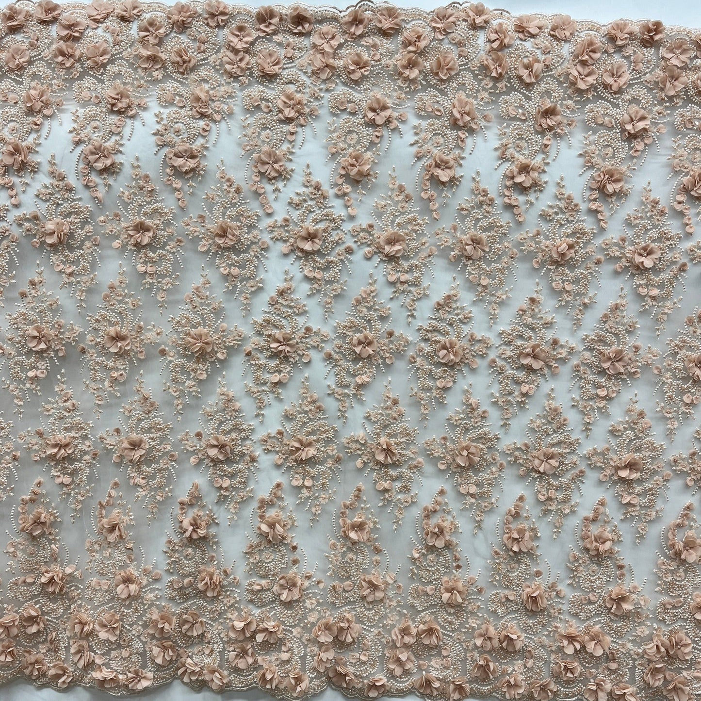 Beaded 3D Floral Lace Fabric Embroidered on 100% Polyester Net Mesh
| Lace USA - GD-362-5