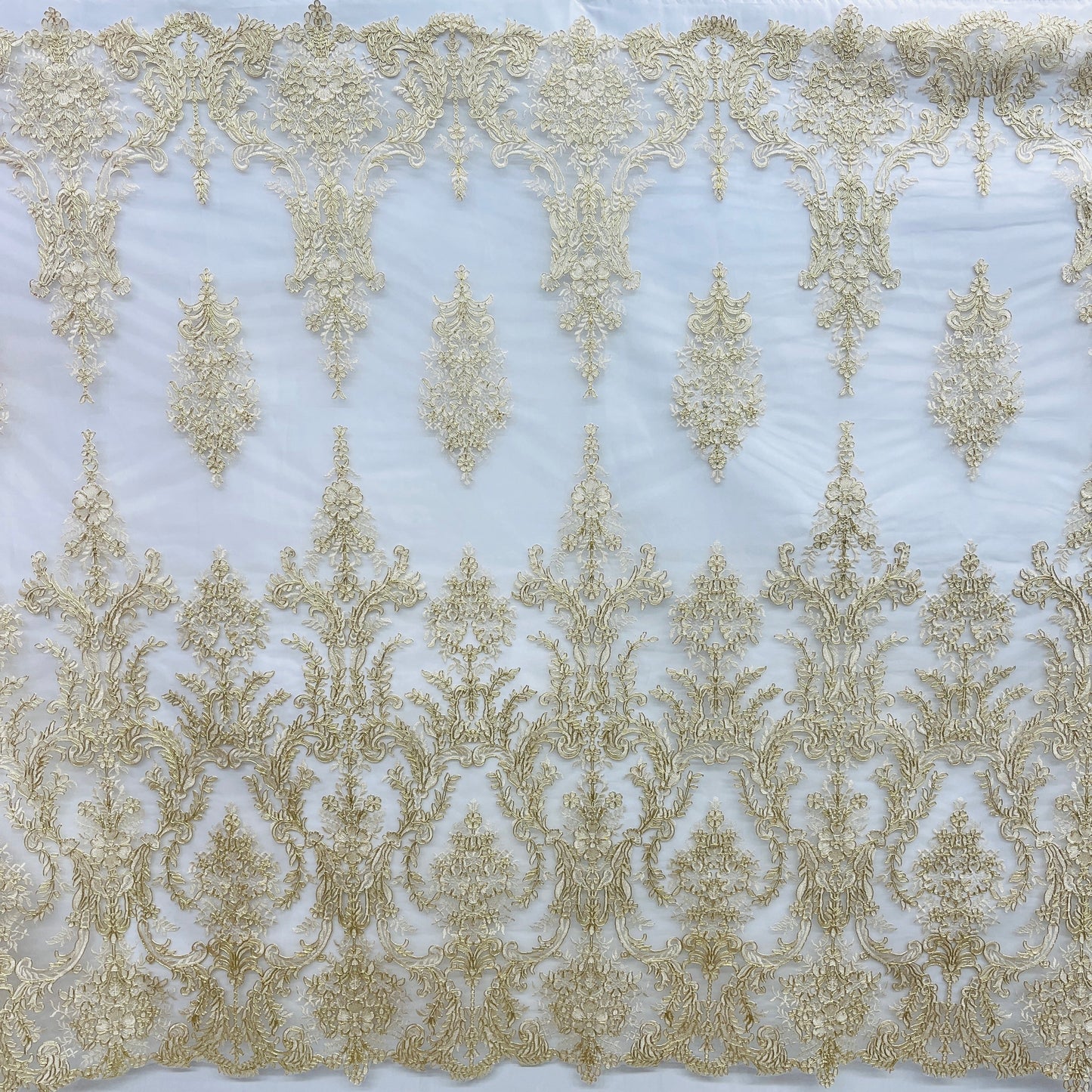Corded Bridal Lace Fabric Embroidered on 100% Polyester Net Mesh | Lace USA - 97136W-8